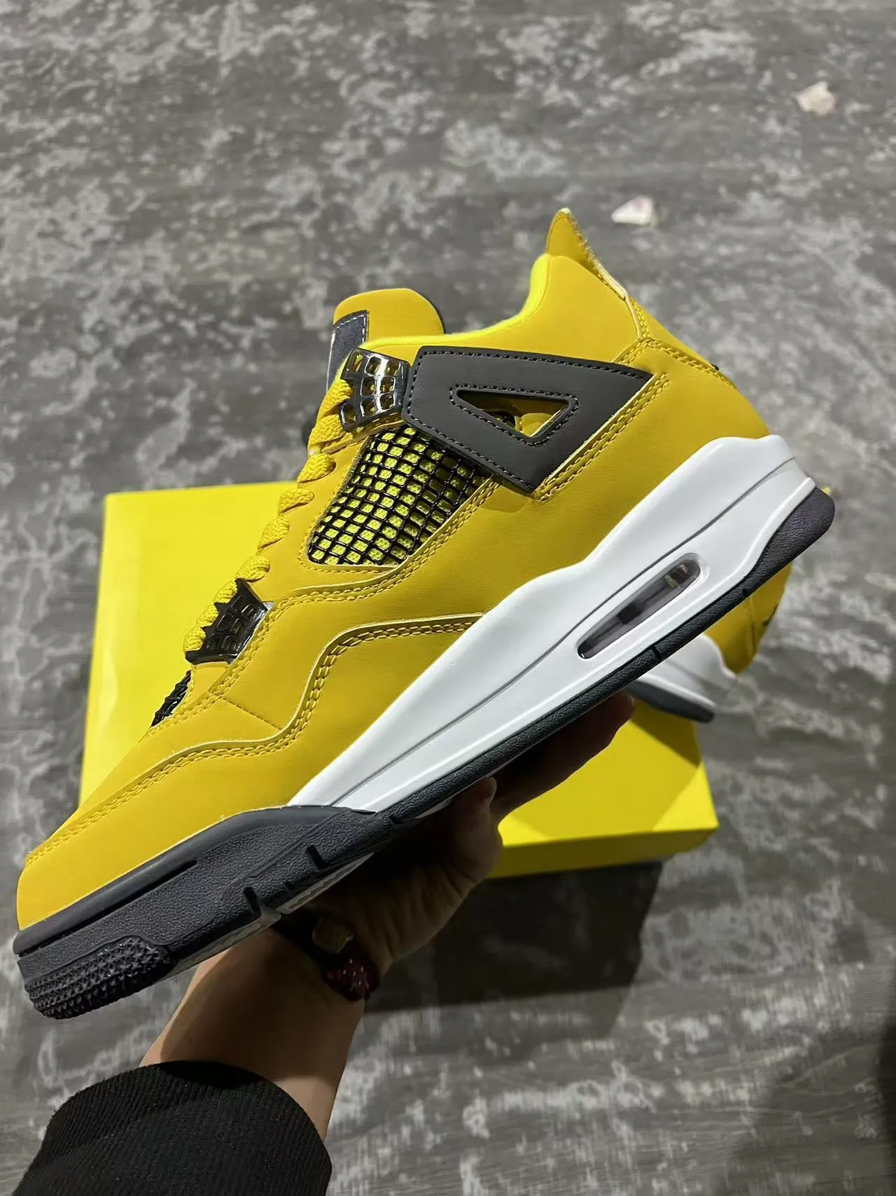 Air Jordan 4 Yellow Black White Basketball Shoes 5