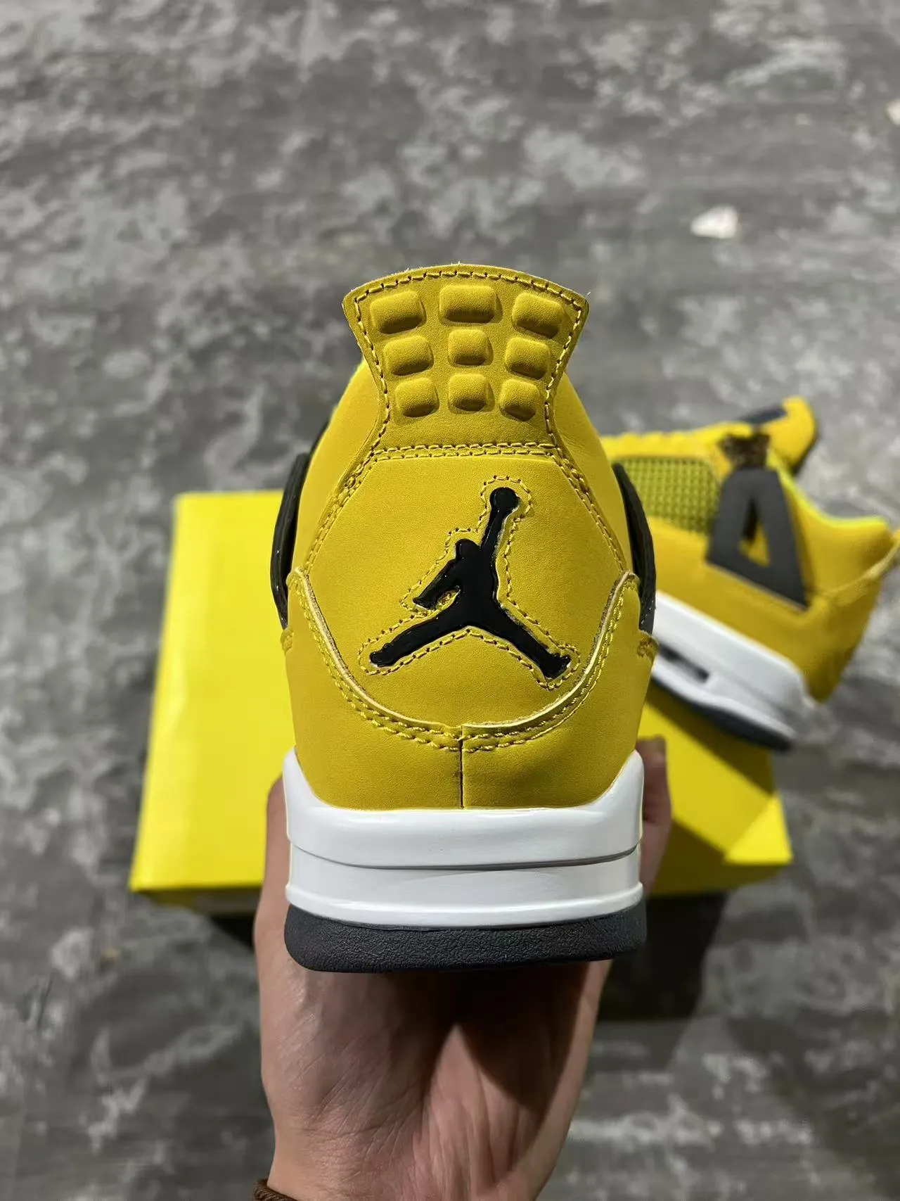 Air Jordan 4 Yellow Black White Basketball Shoes 7