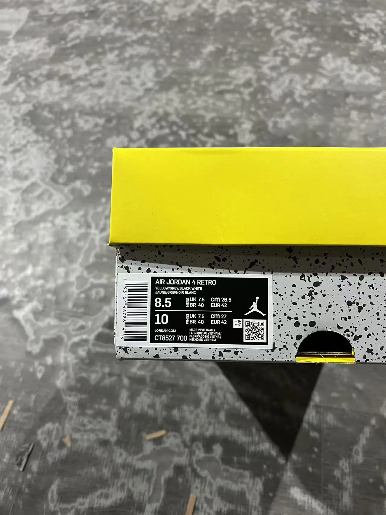 Air Jordan 4 Yellow Black White Basketball Shoes 9