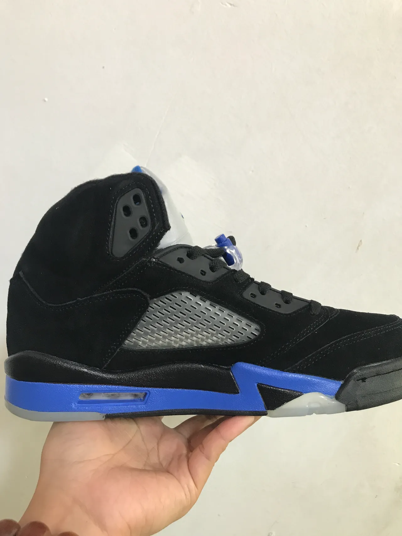 Air Jordan 5 Black Silver Blue Basketball Shoes 2