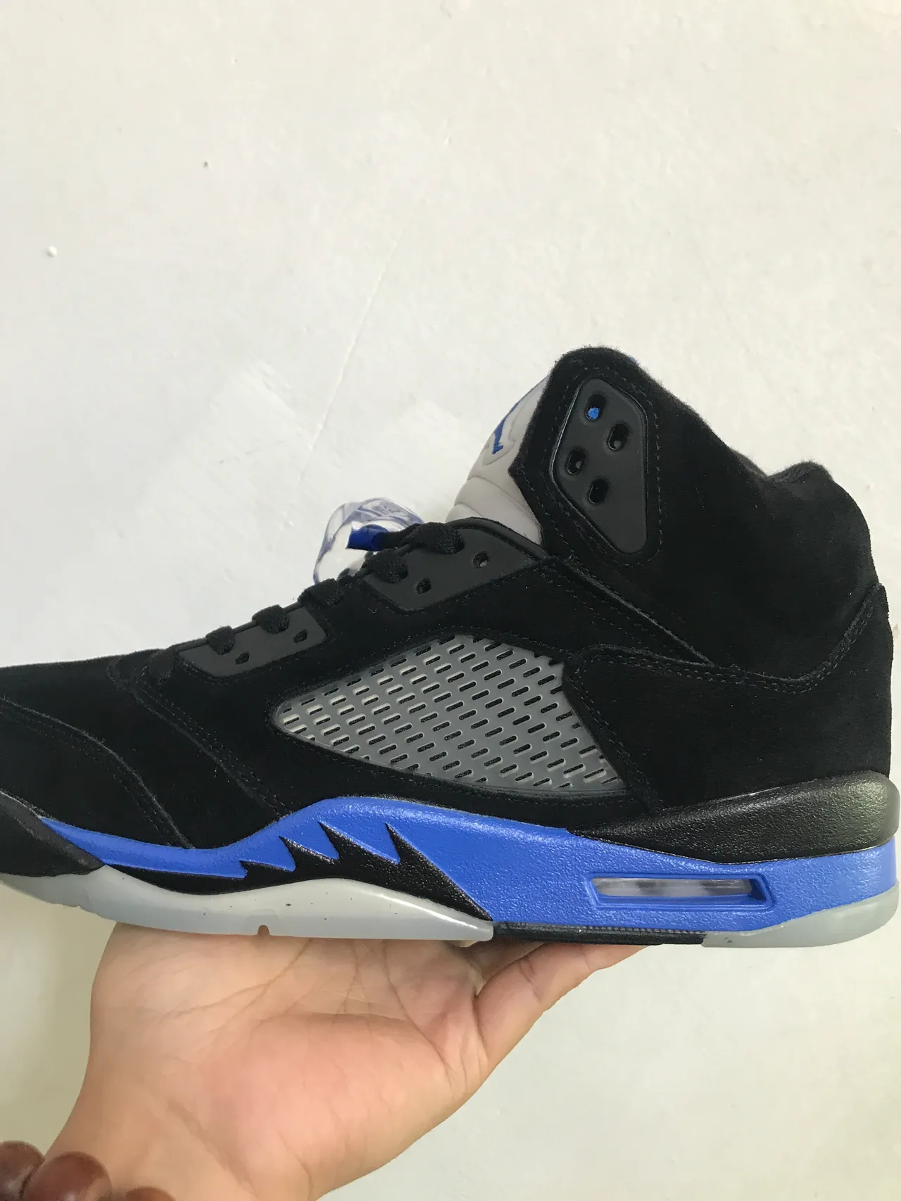 Air Jordan 5 Black Silver Blue Basketball Shoes 3