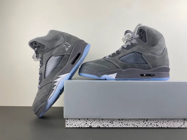 Air Jordan 5 Gray Suede High-Top Basketball Shoes 15