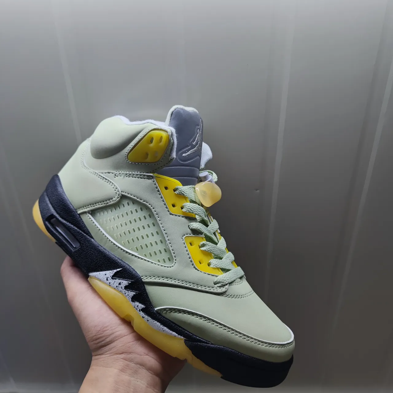 Air Jordan 5 Mint Yellow Navy Tênis de Basquete 6