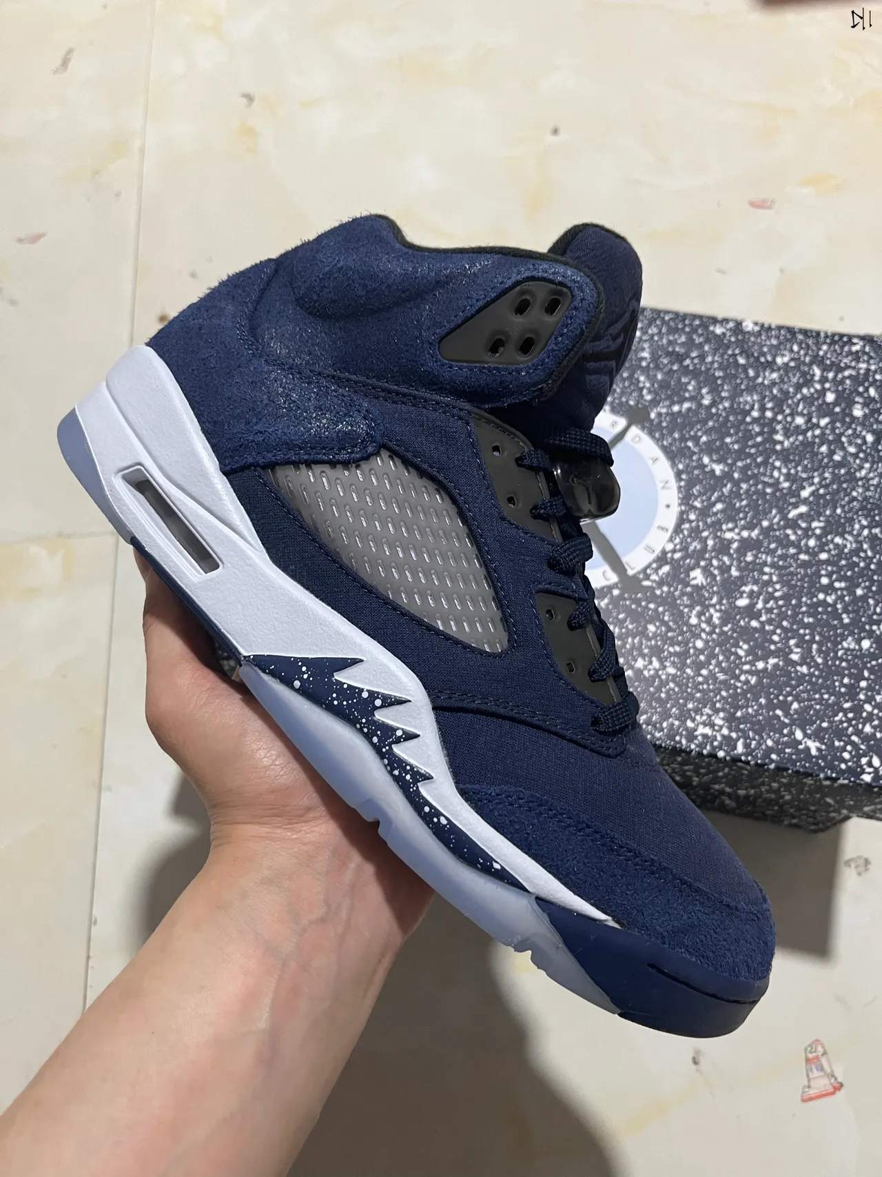 Air Jordan 5 Navy Suede White Midsole Basketball Shoes 7