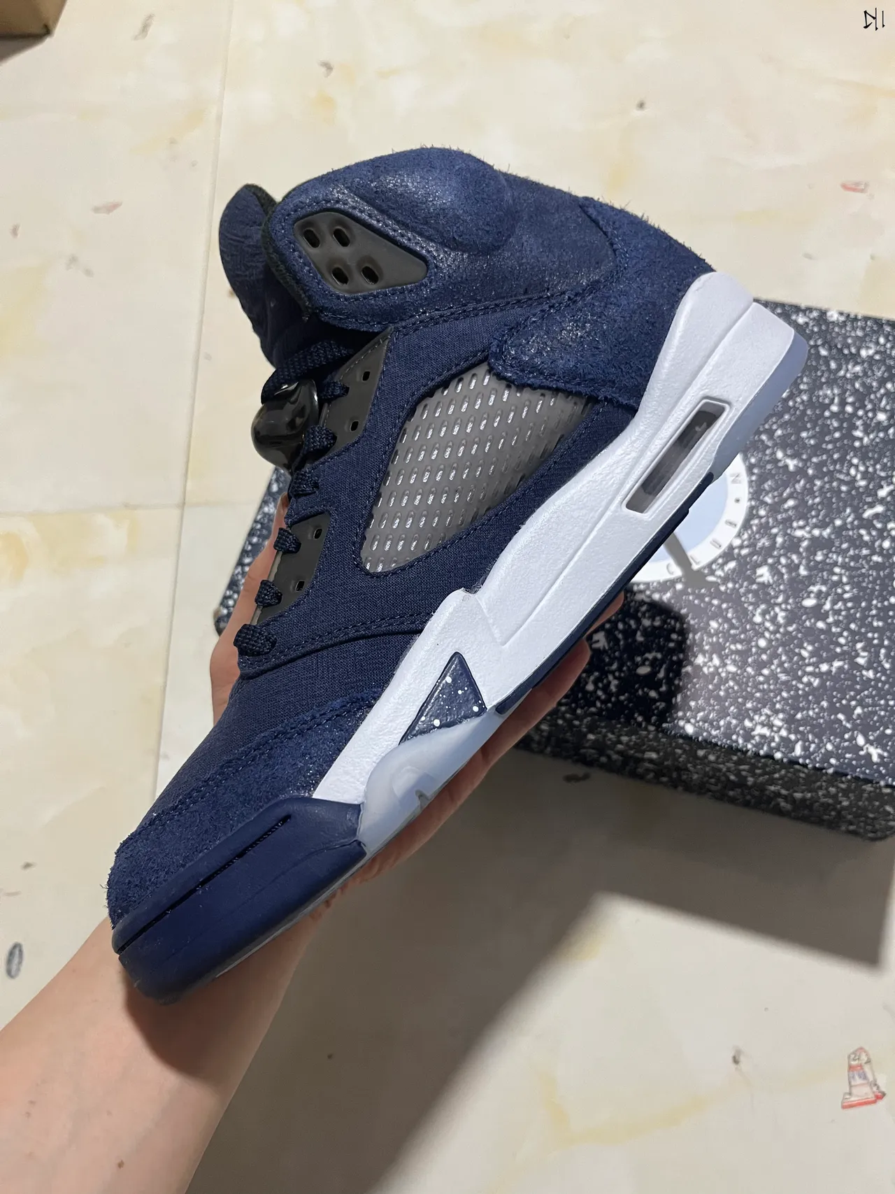 Air Jordan 5 Navy Suede White Midsole Basketball Shoes 3