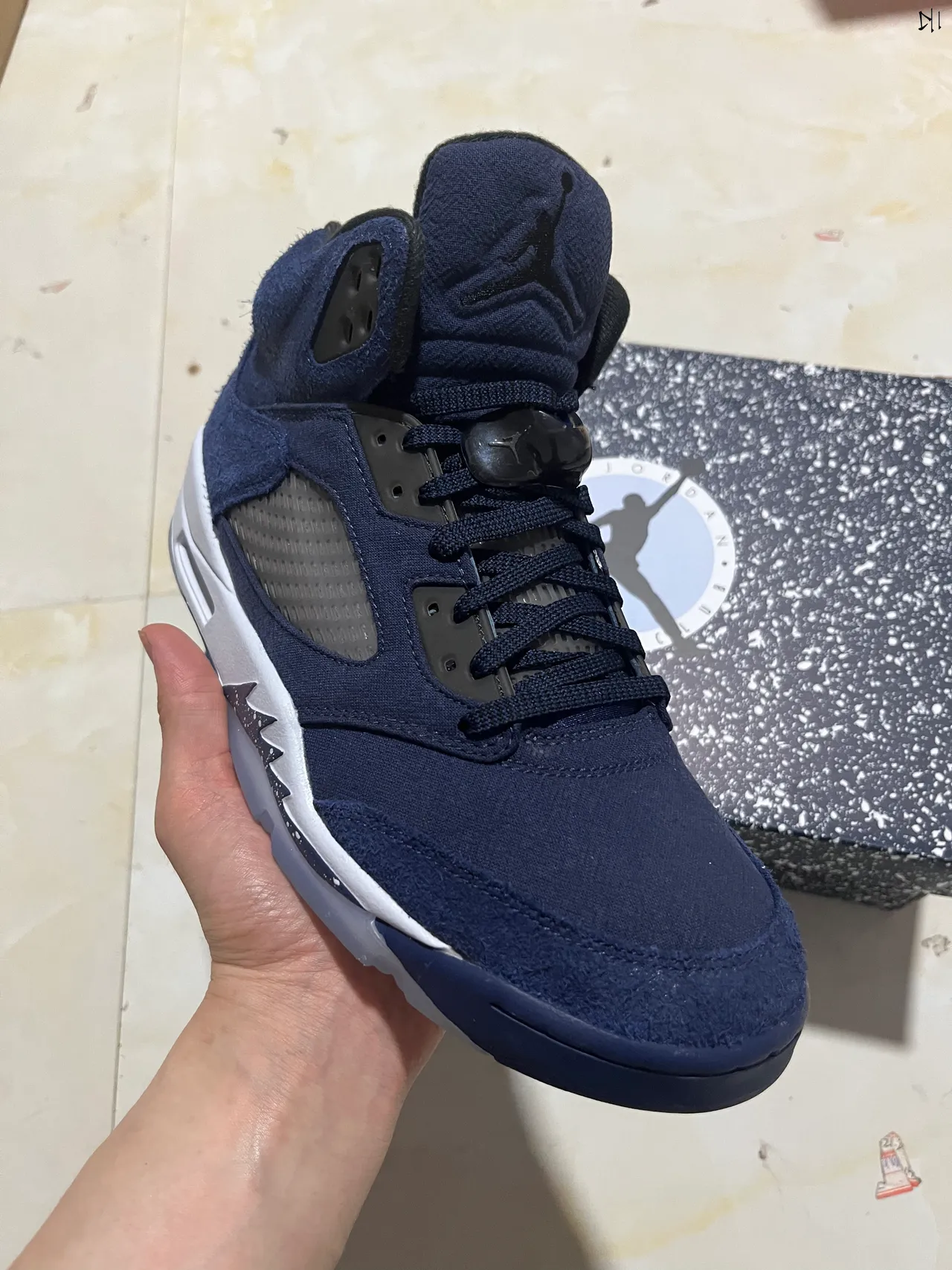 Air Jordan 5 Navy Suede White Midsole Basketball Shoes 4