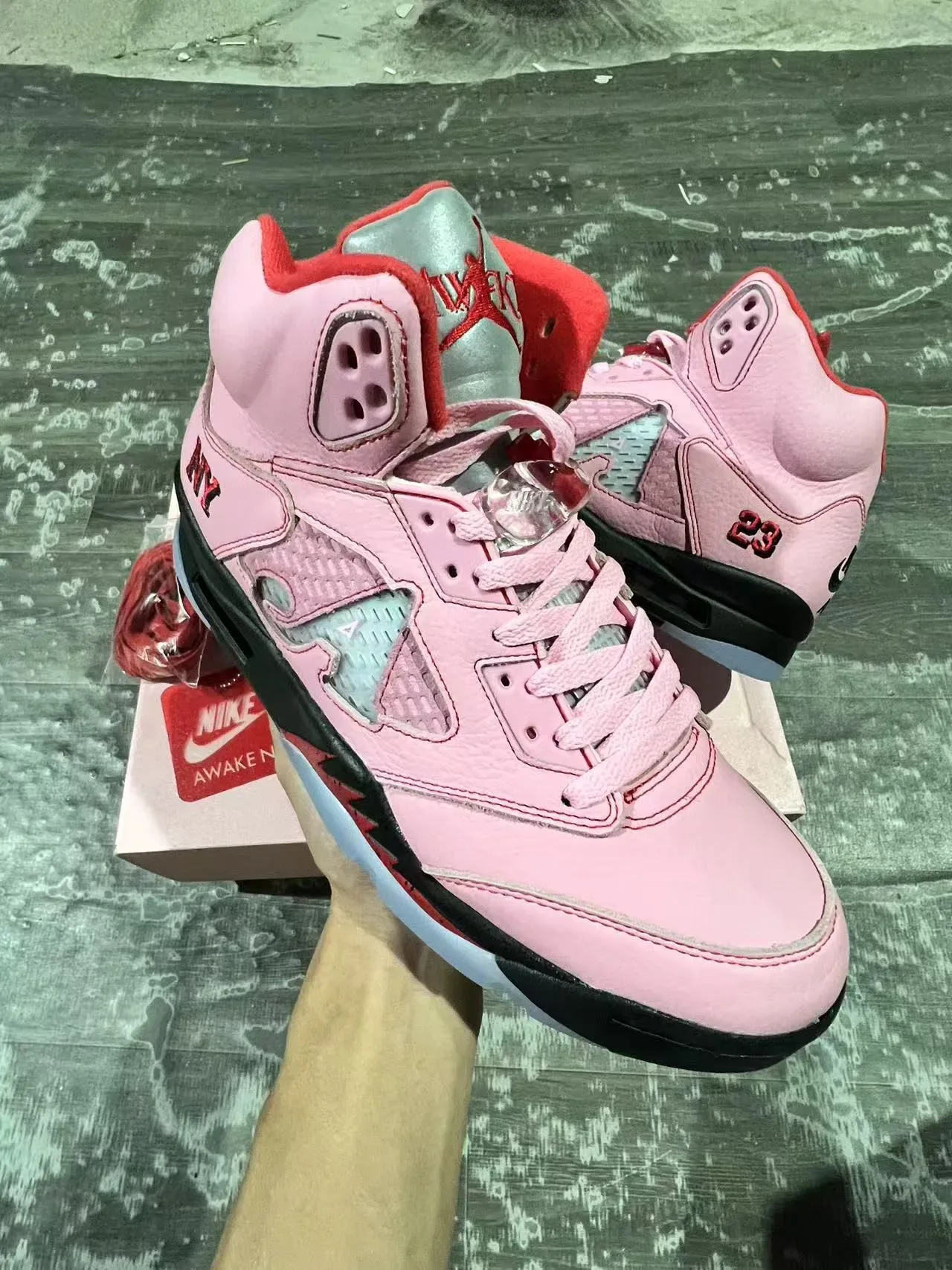 Air Jordan 5 Rose Noir Rouge Chaussures de Basketball 2