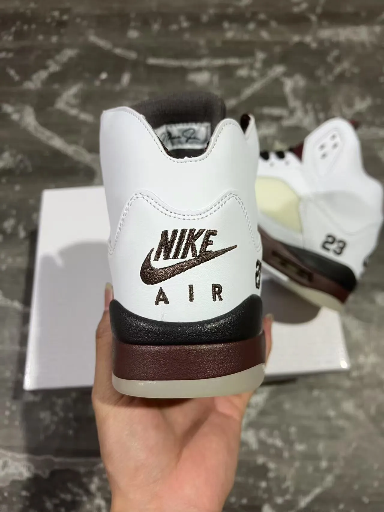 Air Jordan 5 White Burgundy Black Basketball Shoes 8