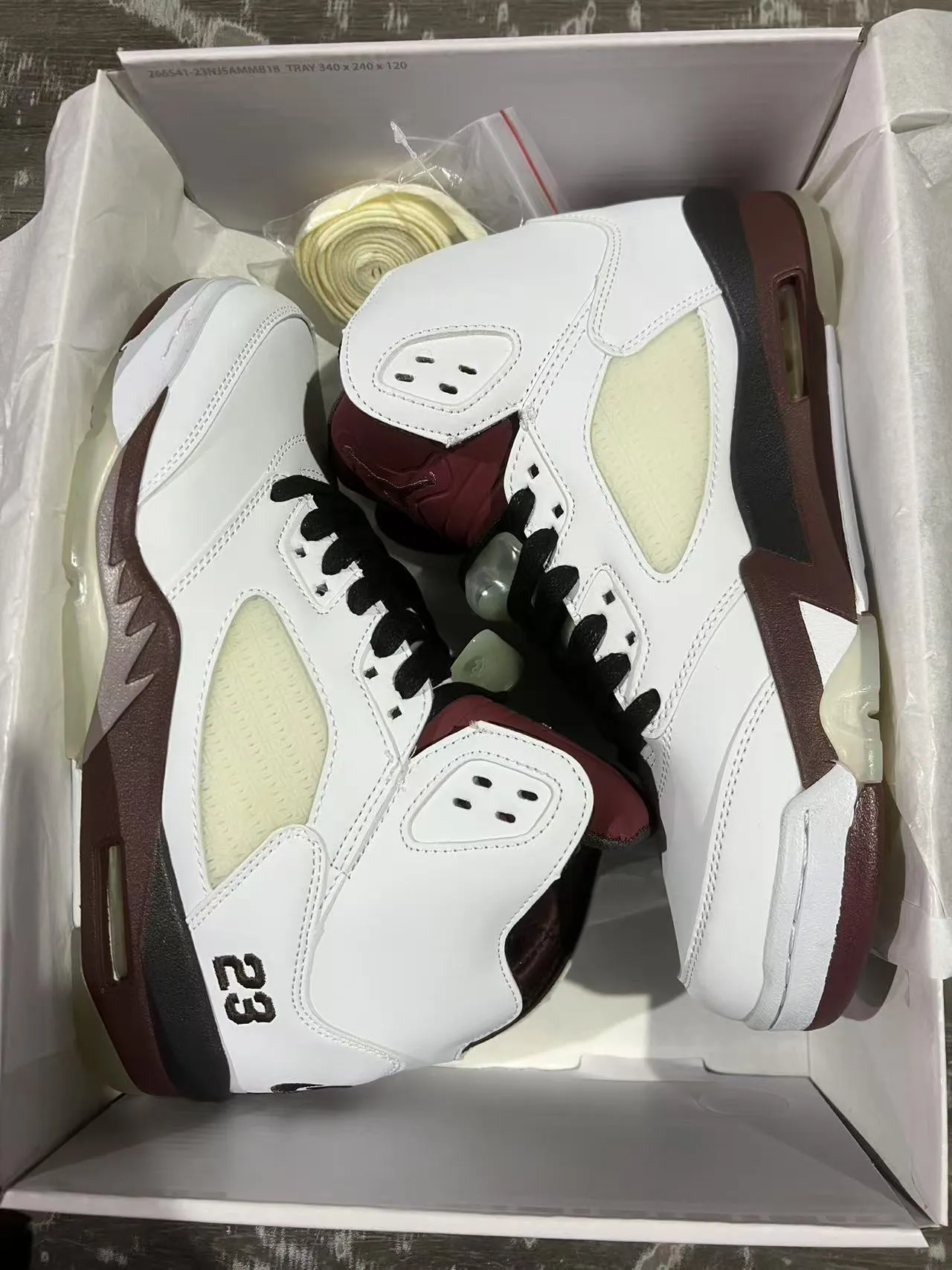 Air Jordan 5 White Burgundy Black Basketball Shoes 10