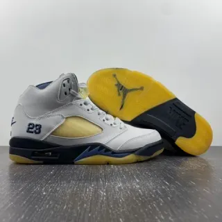 Air Jordan 5 Branco Navy Amarelo Tênis de Basquete