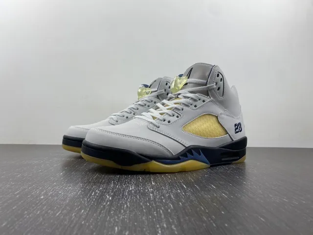 Air Jordan 5 Branco Navy Amarelo Tênis de Basquete 2