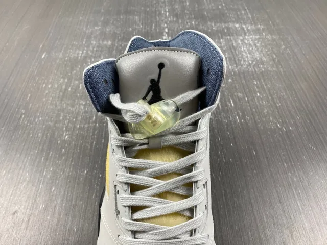 Air Jordan 5 Branco Navy Amarelo Tênis de Basquete 5