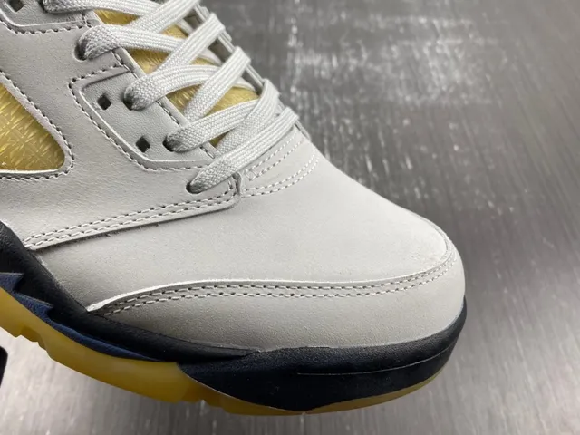 Air Jordan 5 Branco Navy Amarelo Tênis de Basquete 10