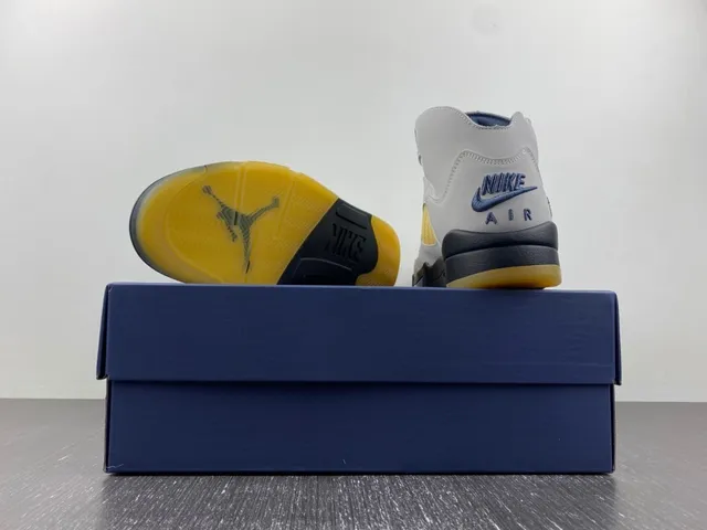 Air Jordan 5 Branco Navy Amarelo Tênis de Basquete 15