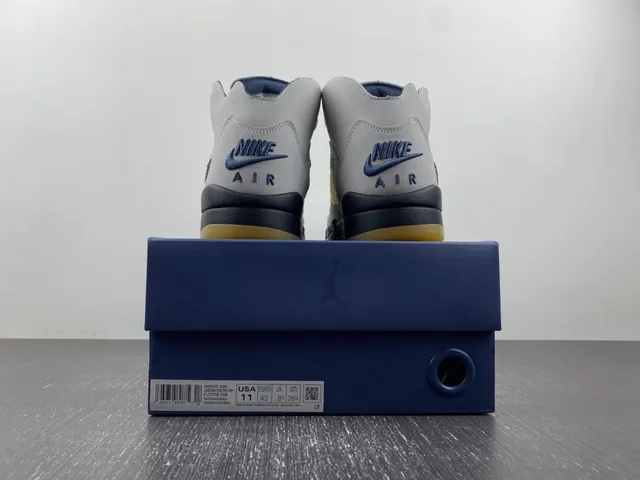 Air Jordan 5 Branco Navy Amarelo Tênis de Basquete 17