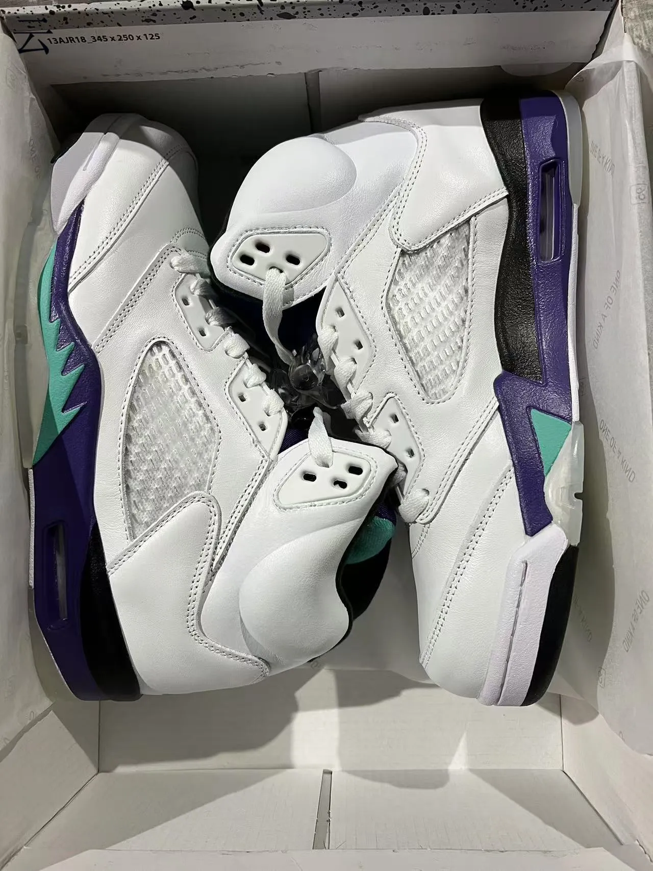 Air Jordan 5 White Purple Teal Basketball Shoes 9