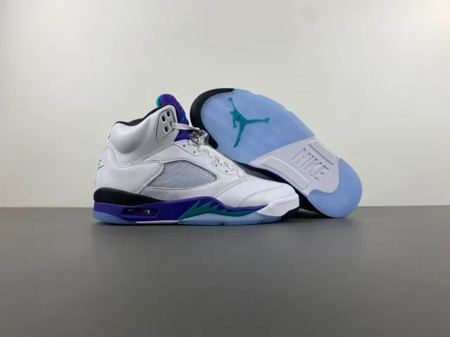 Air Jordan 5 Blanc Violet Turquoise Chaussures de basket 12