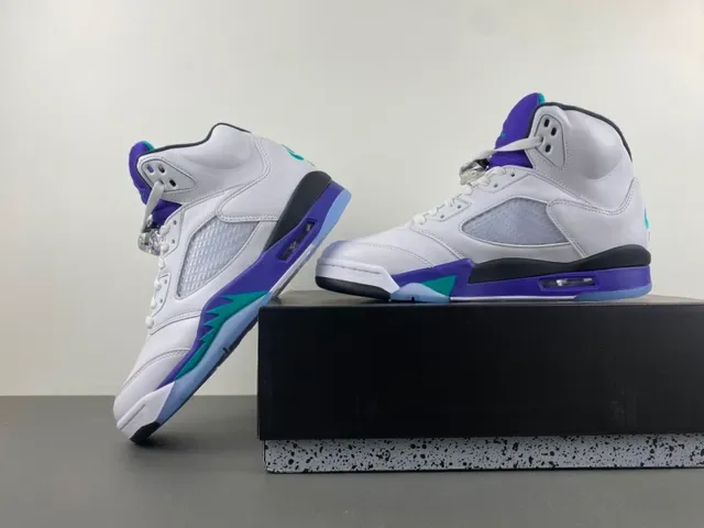 Air Jordan 5 Blanc Violet Turquoise Chaussures de basket 14