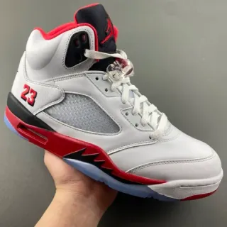 Air Jordan 5 White Red Black Basketball Shoes