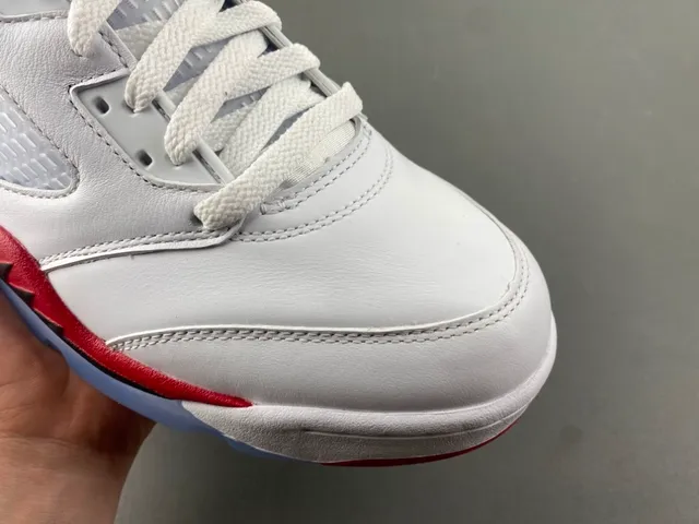 Air Jordan 5 White Red Black Basketball Shoes 2