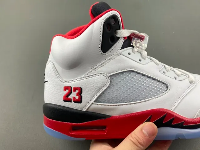 Air Jordan 5 White Red Black Basketball Shoes 3