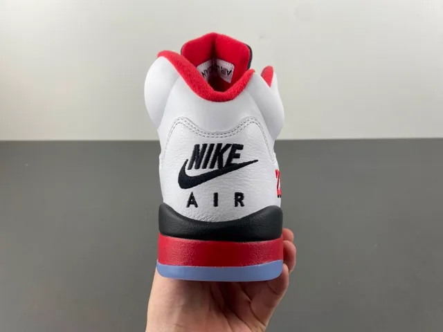 Air Jordan 5 White Red Black Basketball Shoes 4