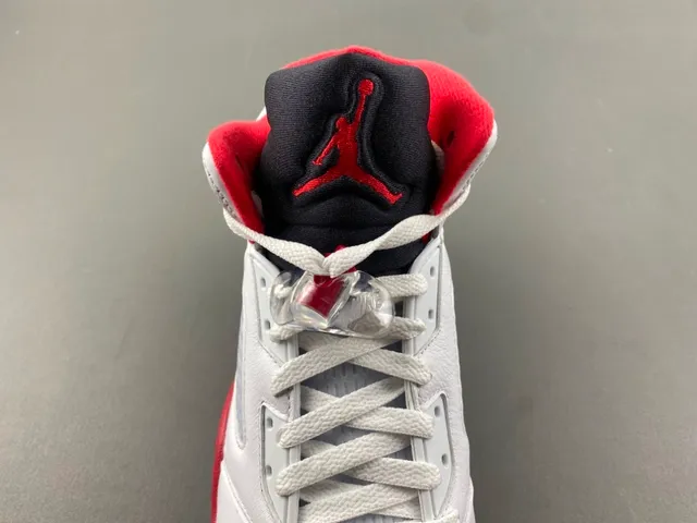 Air Jordan 5 White Red Black Basketball Shoes 6