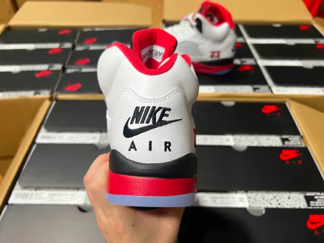 Air Jordan 5 White Red Black Basketball Shoes 7