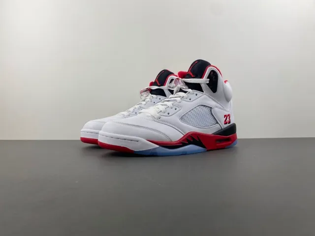 Air Jordan 5 White Red Black Basketball Shoes 11