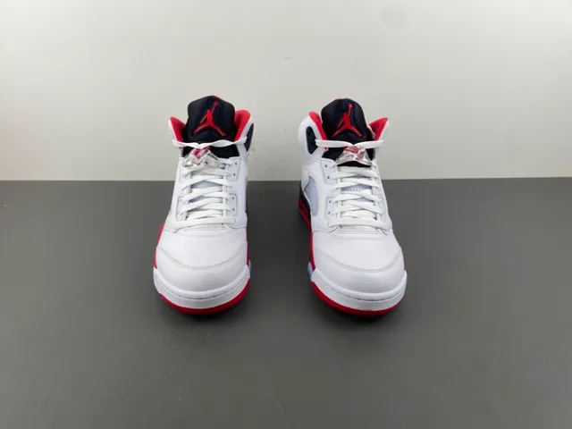 Air Jordan 5 White Red Black Basketball Shoes 12