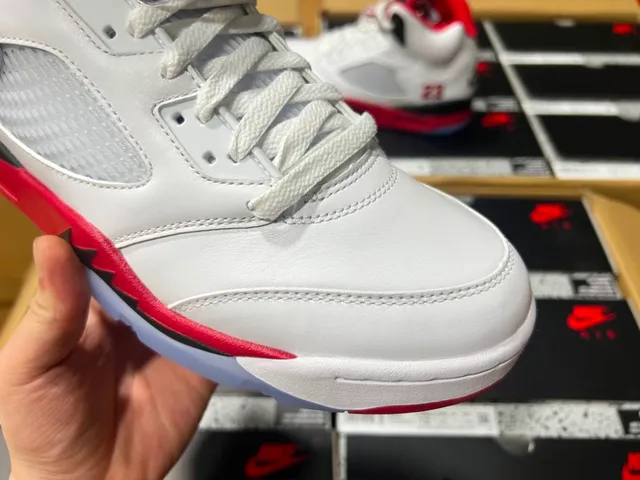 Air Jordan 5 White Red Black Basketball Shoes 20