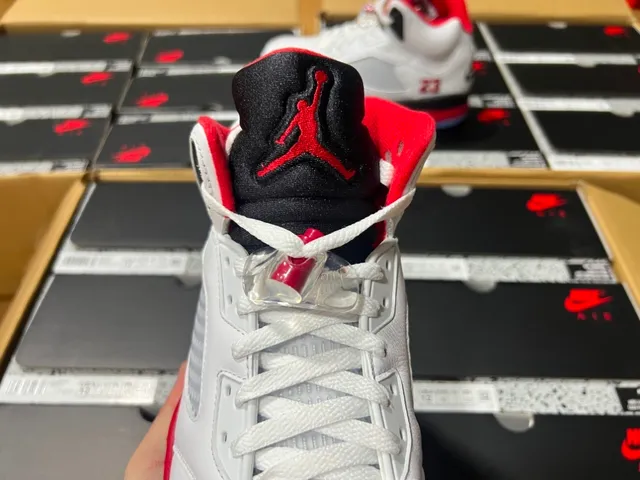 Air Jordan 5 White Red Black Basketball Shoes 23