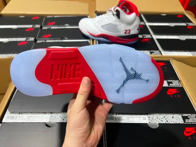 Air Jordan 5 White Red Black Basketball Shoes 24