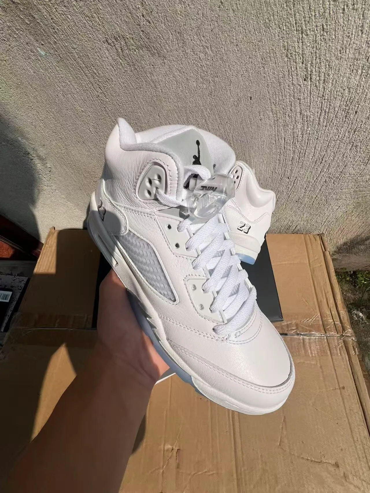 Air Jordan 5 White Translucent Blue Basketball Shoes 2