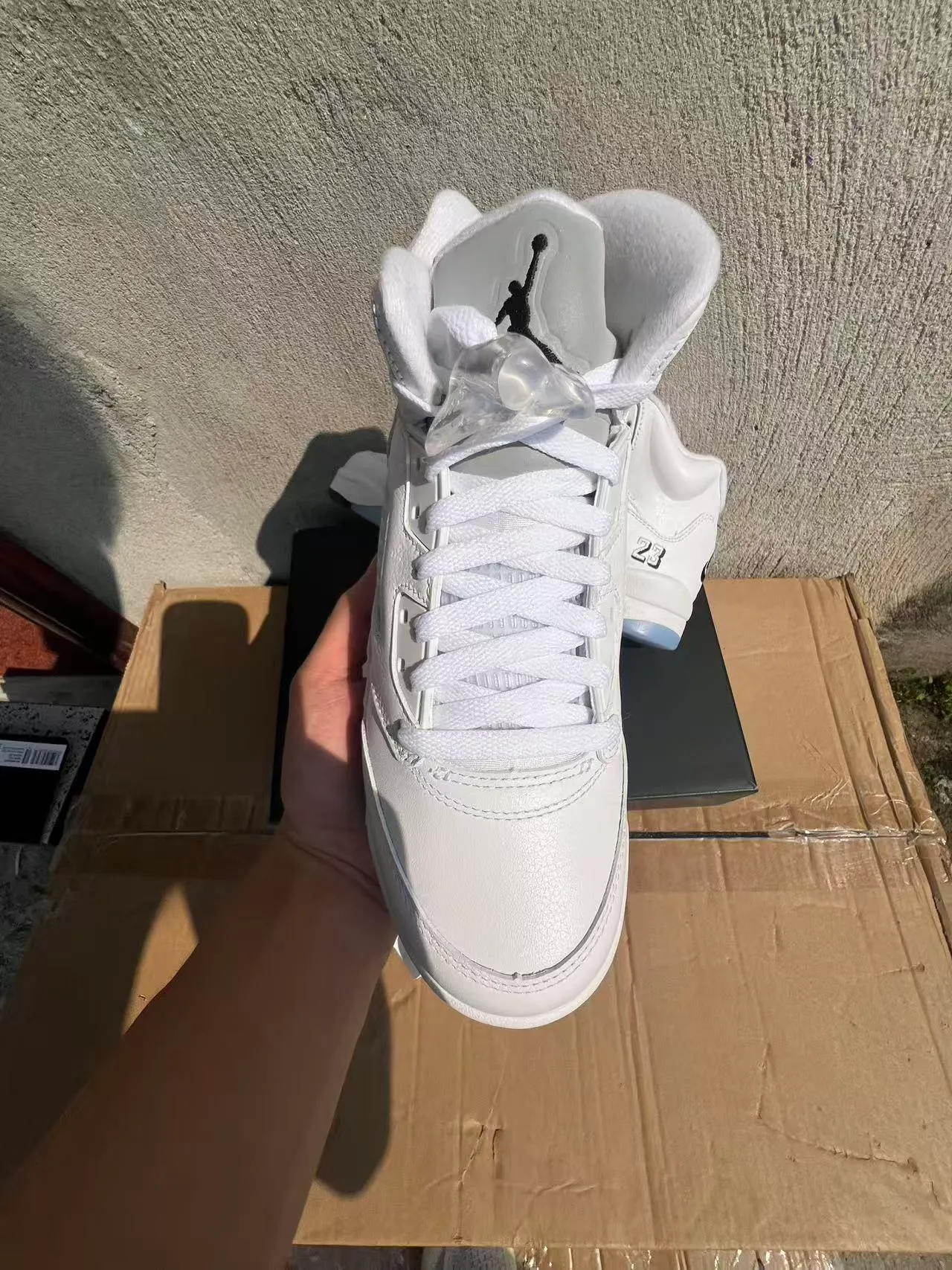 Air Jordan 5 White Translucent Blue Basketball Shoes 3