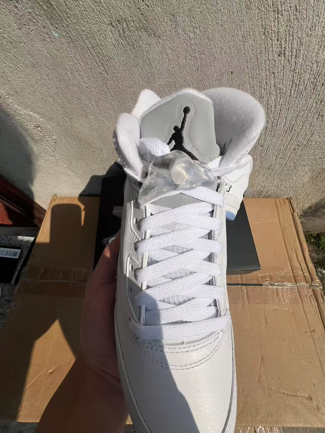Air Jordan 5 White Translucent Blue Basketball Shoes 4