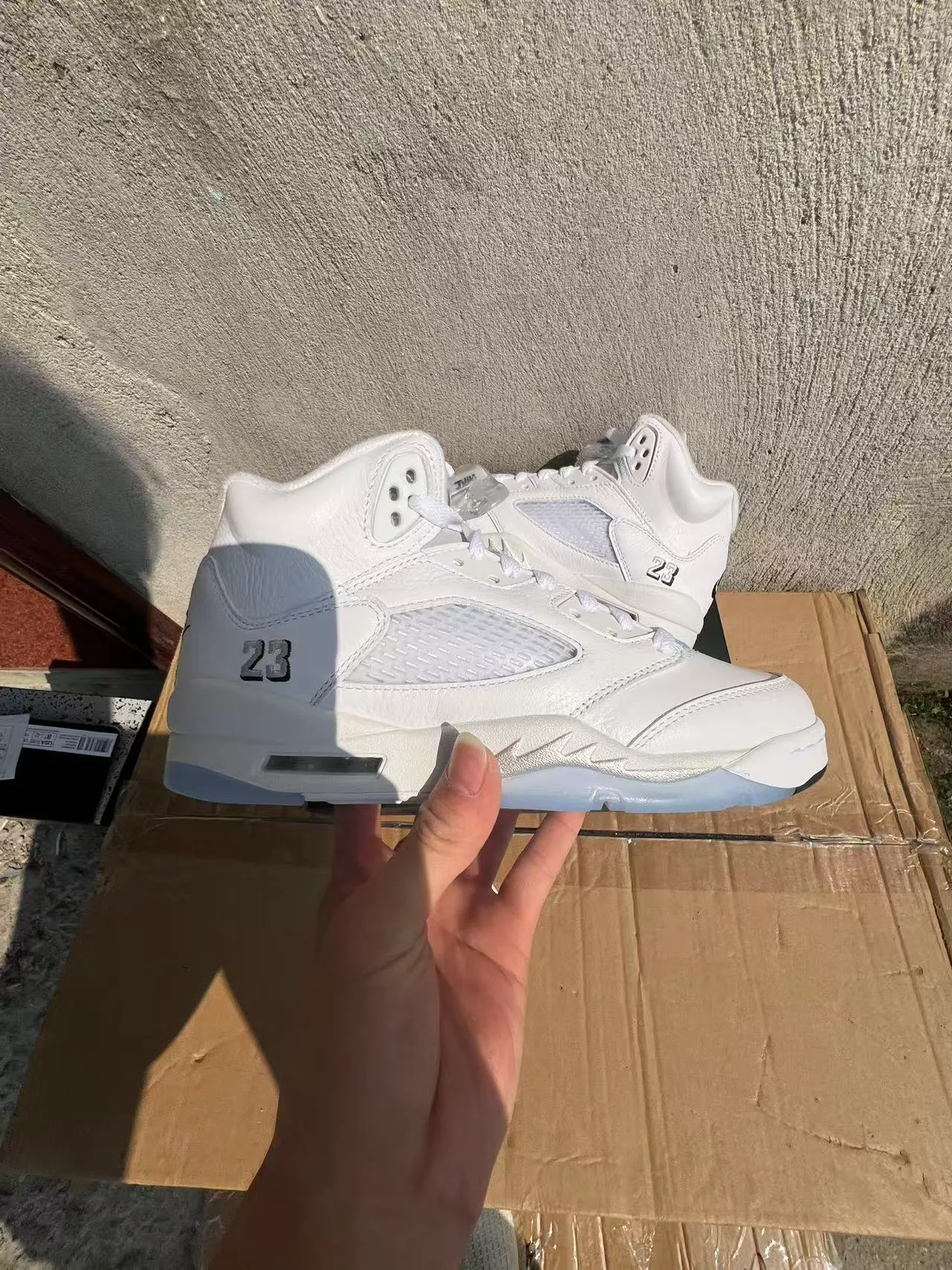 Air Jordan 5 White Translucent Blue Basketball Shoes 7