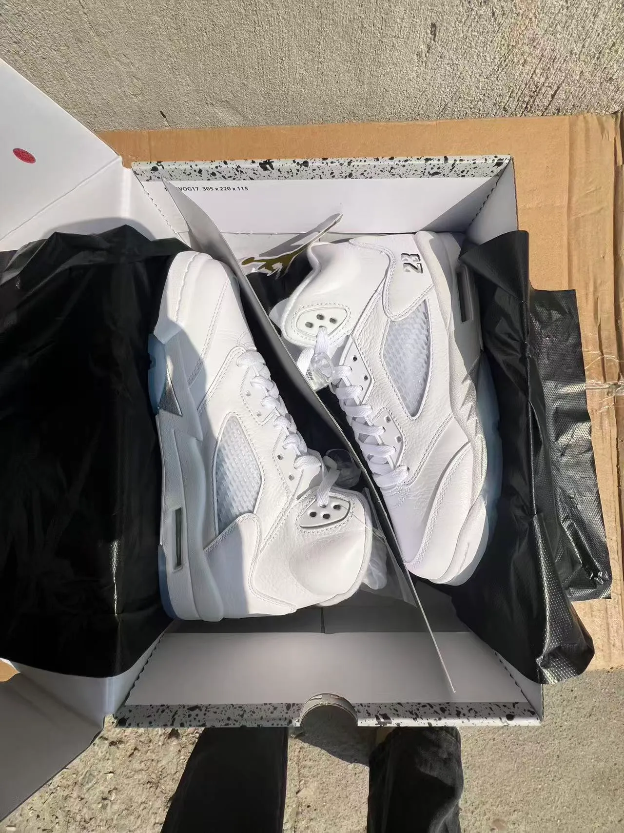 Air Jordan 5 White Translucent Blue Basketball Shoes 9