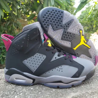 Air Jordan 6 Black Gray Magenta Yellow Basketball Shoes