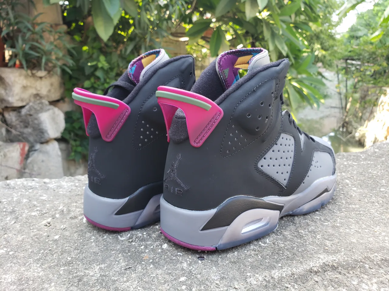 Air Jordan 6 Black Gray Magenta Yellow Basketball Shoes 5