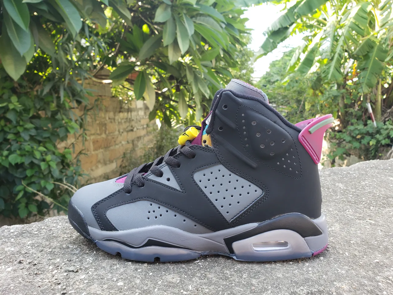 Air Jordan 6 Black Gray Magenta Yellow Basketball Shoes 6