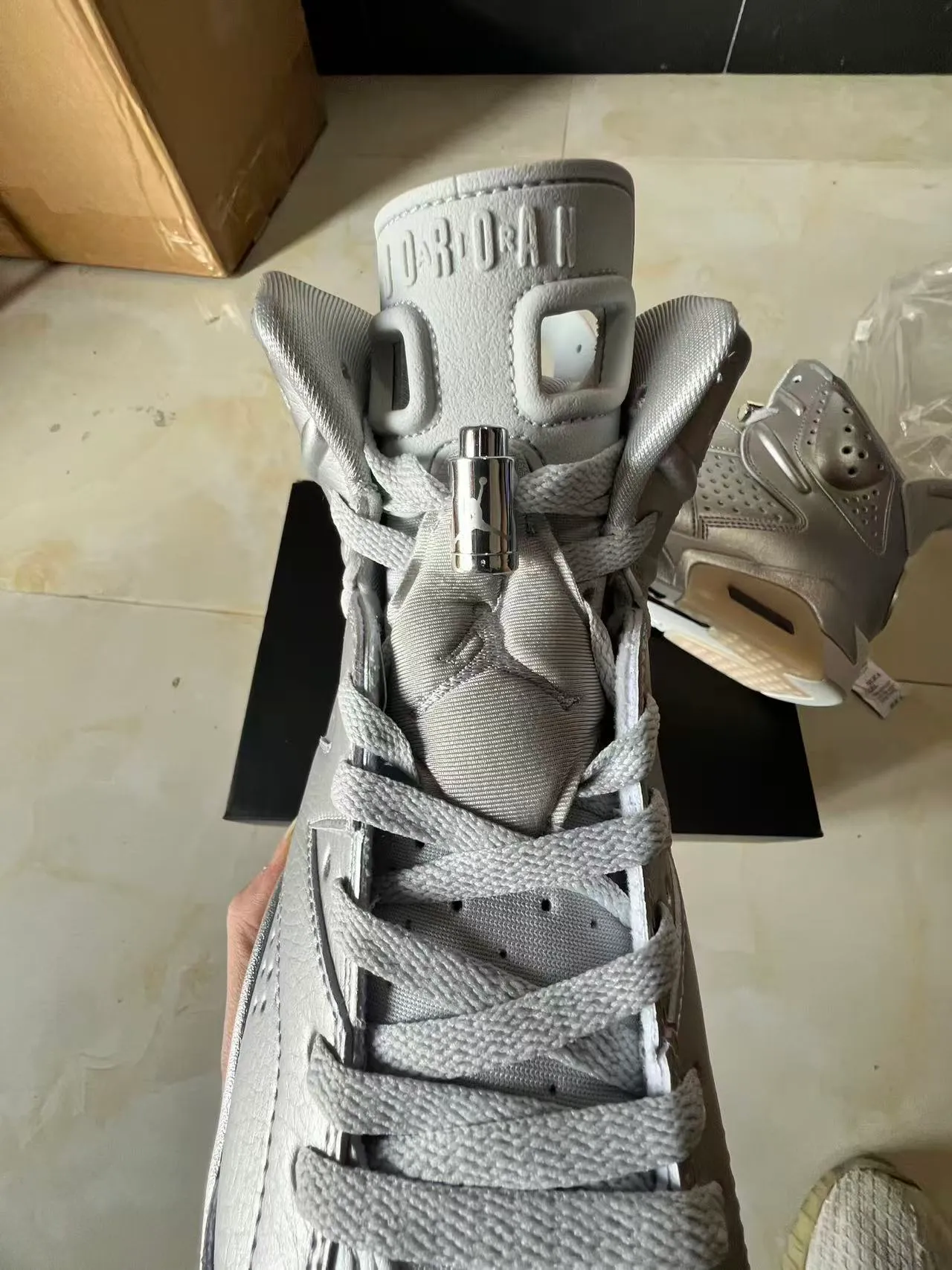 Air Jordan 6 Metallic Silver High-Top Basketball Shoes 4