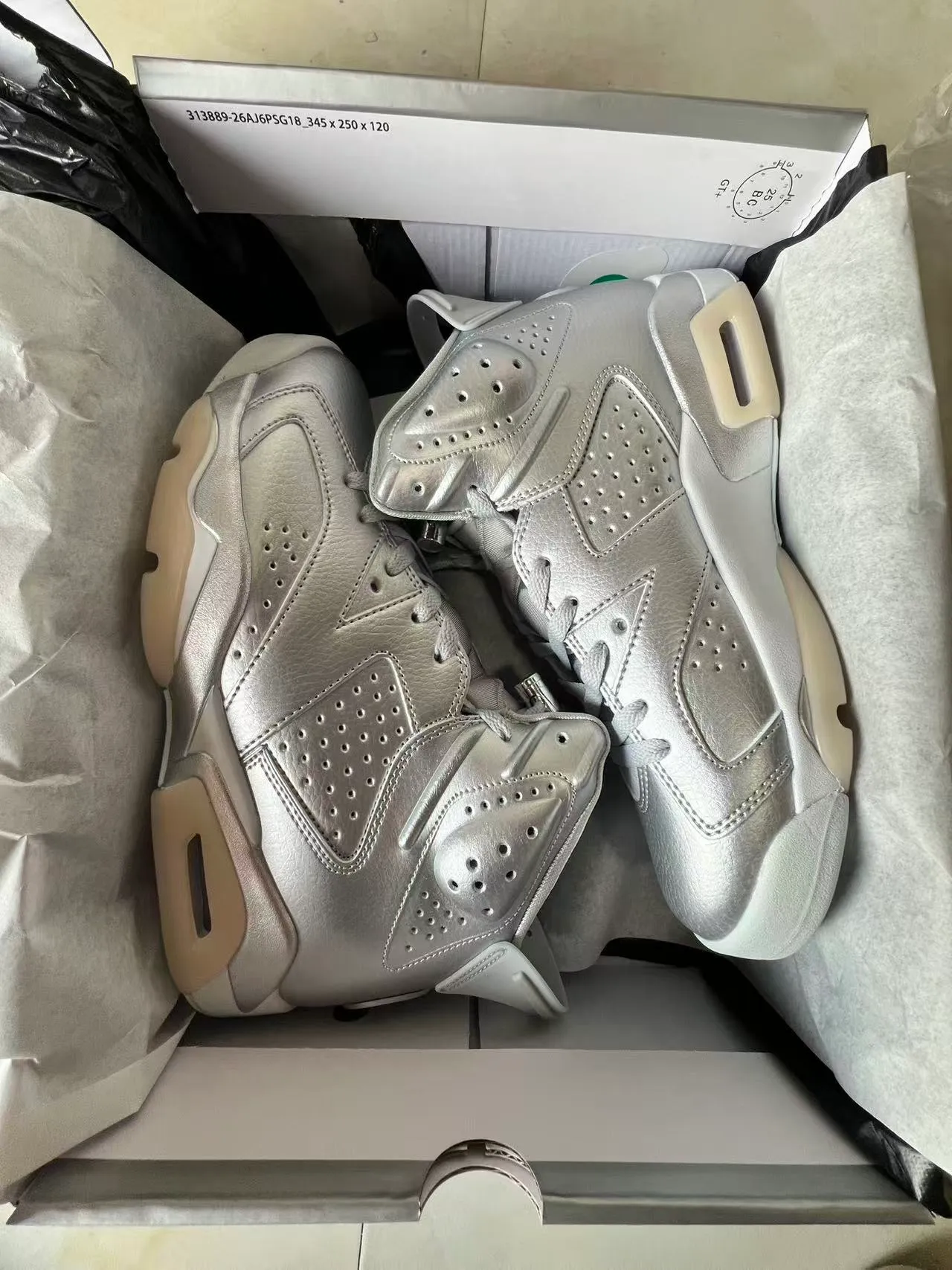 Air Jordan 6 Metallic Silver High-Top Basketball Shoes 9