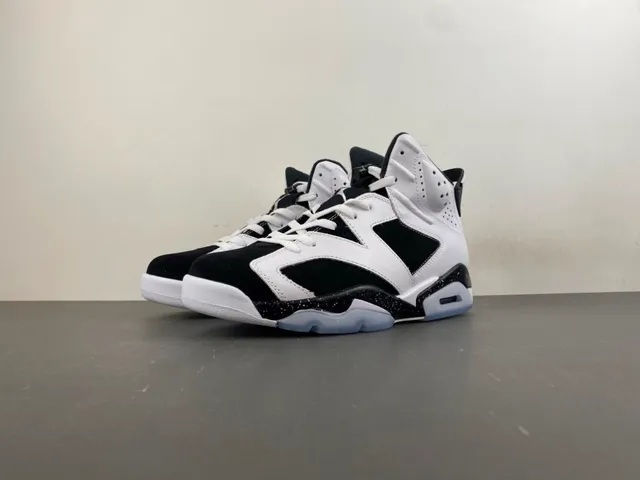 Air Jordan 6 White Black Speckled Basketball Shoes 10