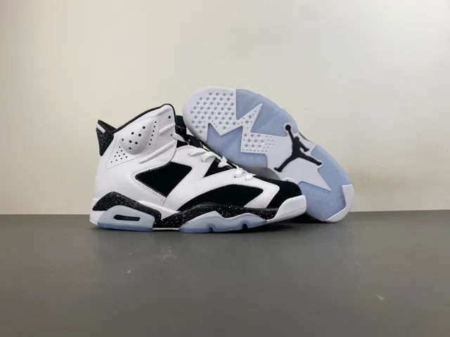 Air Jordan 6 White Black Speckled Basketball Shoes 12