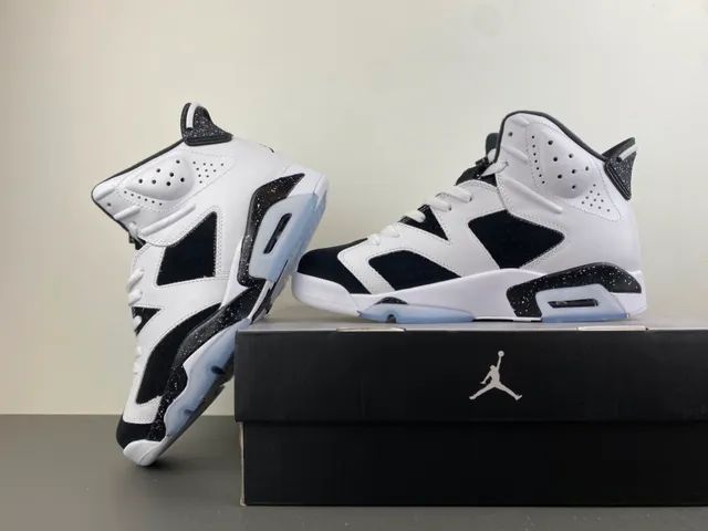 Air Jordan 6 White Black Speckled Basketball Shoes 14
