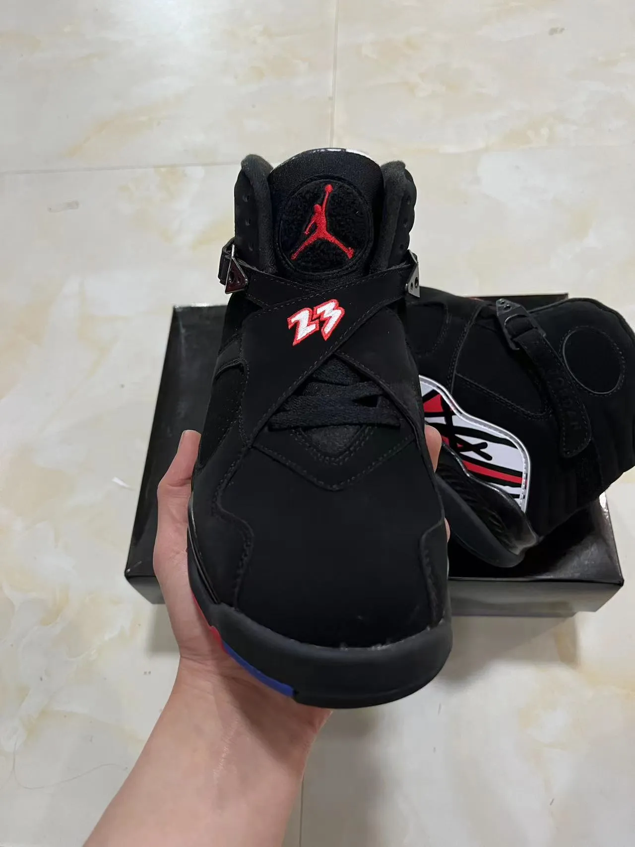 Air Jordan 8 Black White Red Basketball Shoes 3