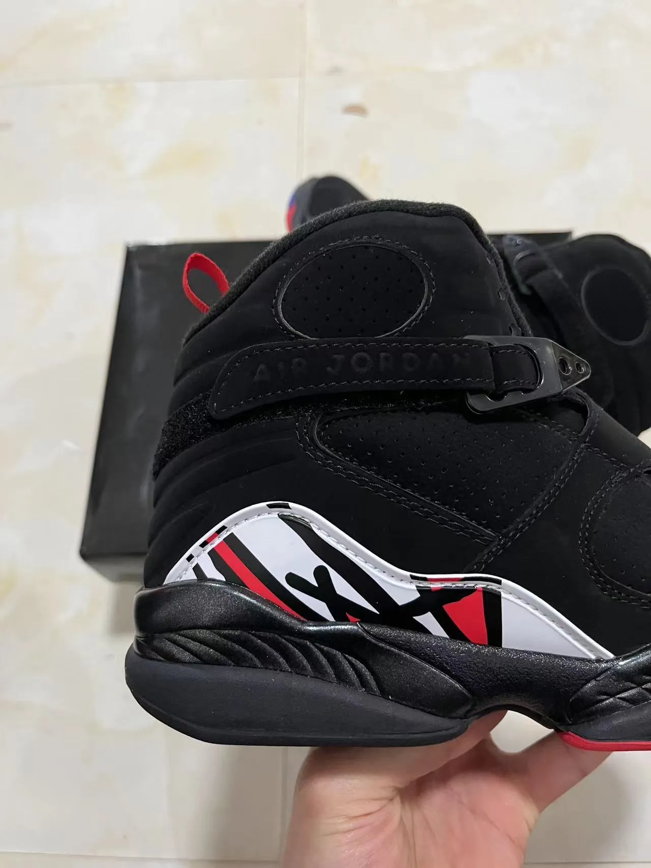 Air Jordan 8 Black White Red Basketball Shoes 7
