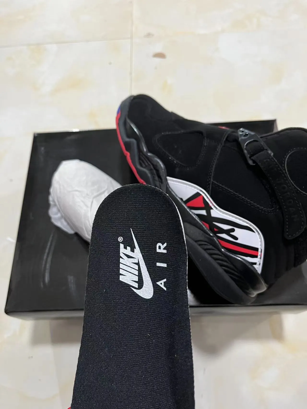 Air Jordan 8 Black White Red Basketball Shoes 9