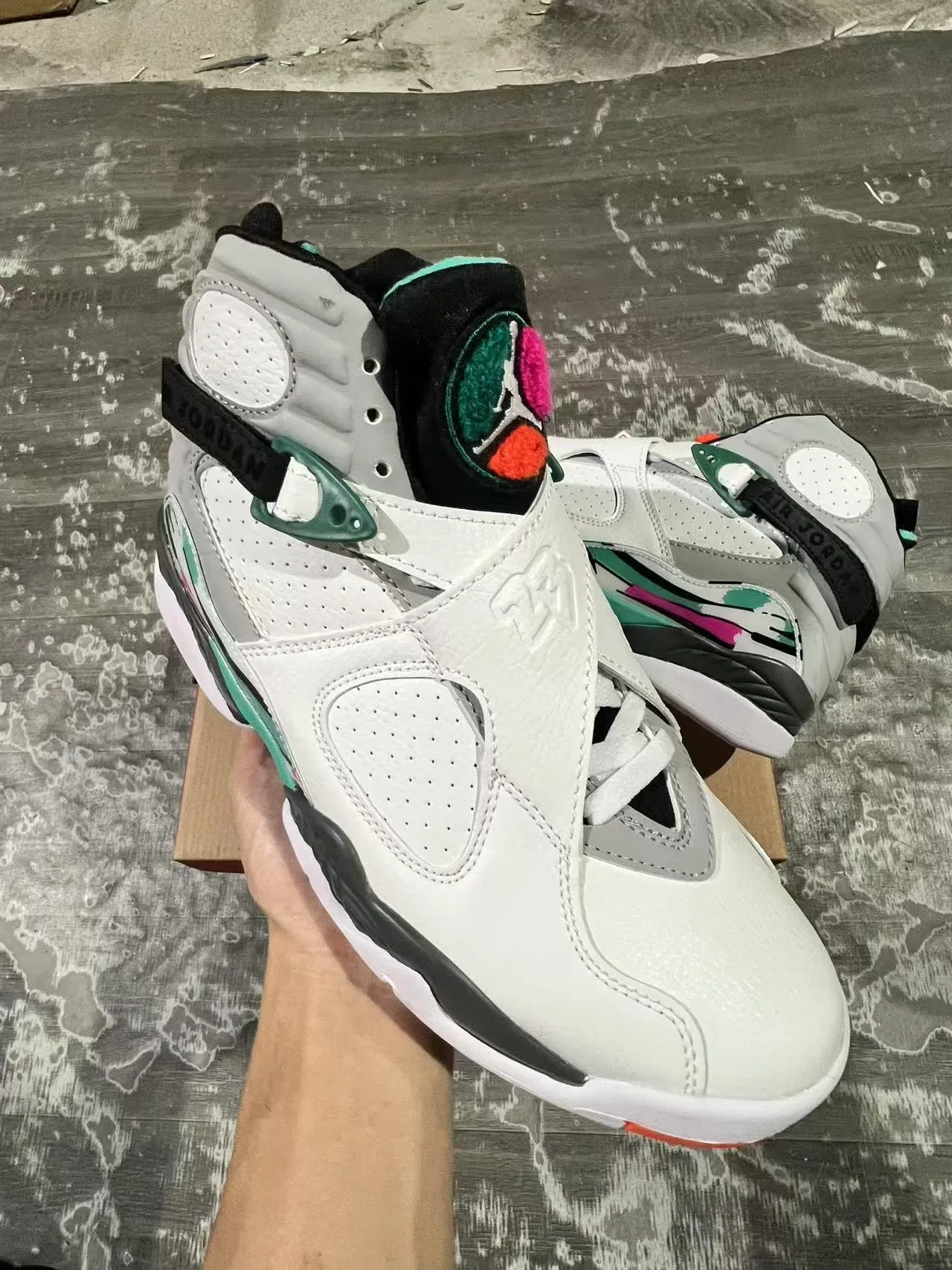 Air Jordan 8 Blanc Turquoise Rose Noir Chaussures de Basketball 2